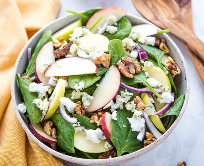Apple Walnut Spinach Salad With Balsamic Vinaigrette