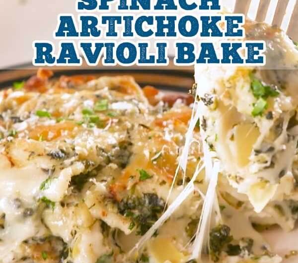 Spinach Artichoke Ravioli Bake