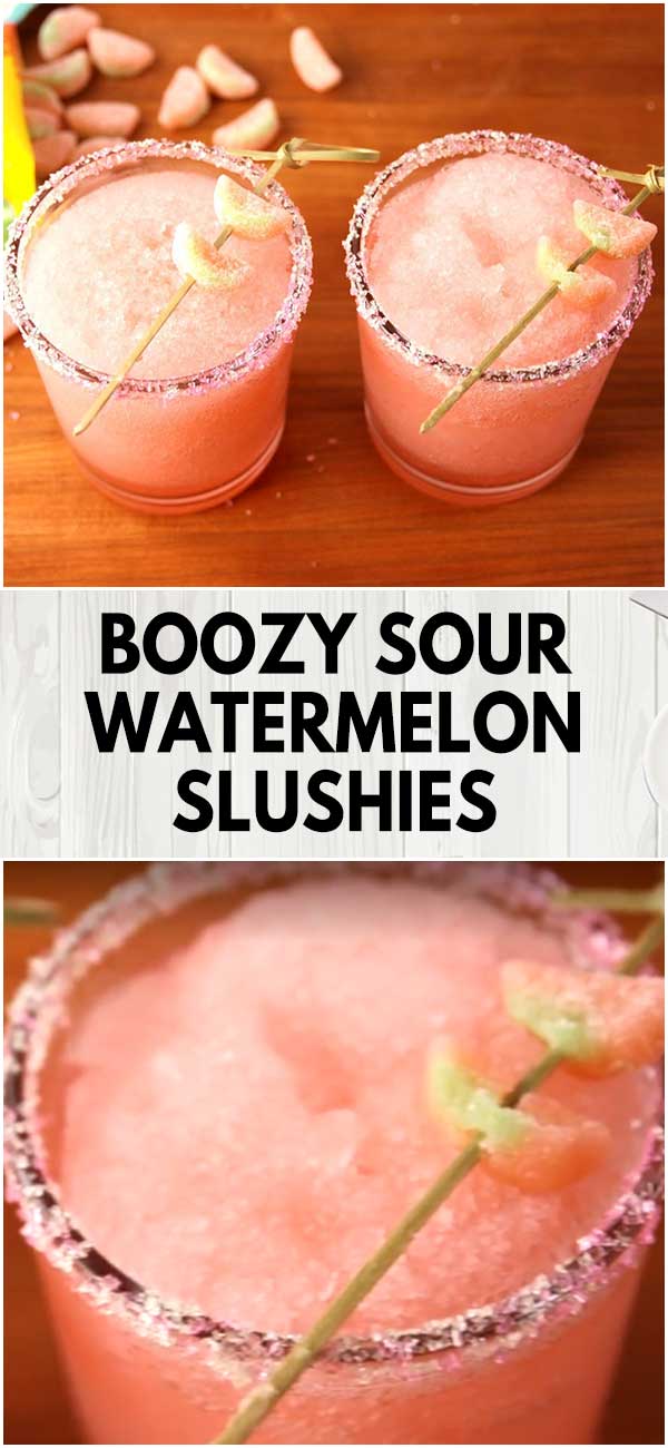 Boozy Sour Watermelon Slushies
